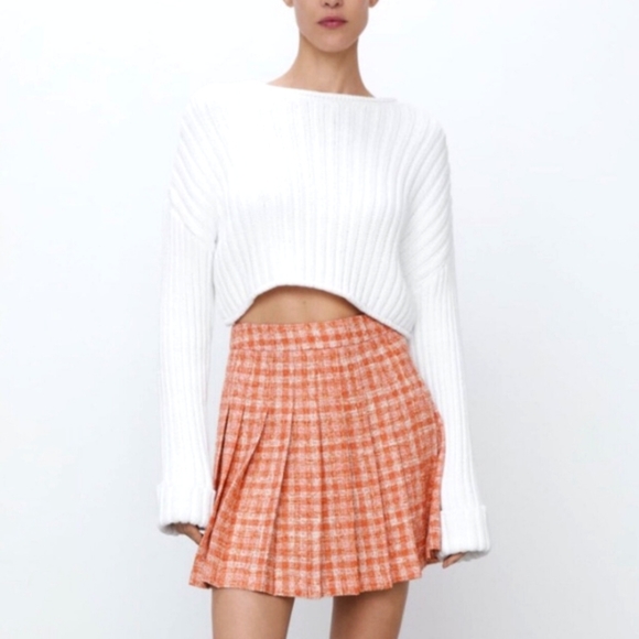 Zara Dresses & Skirts - Zara Plaid Tweed Pleated Mini Skirt